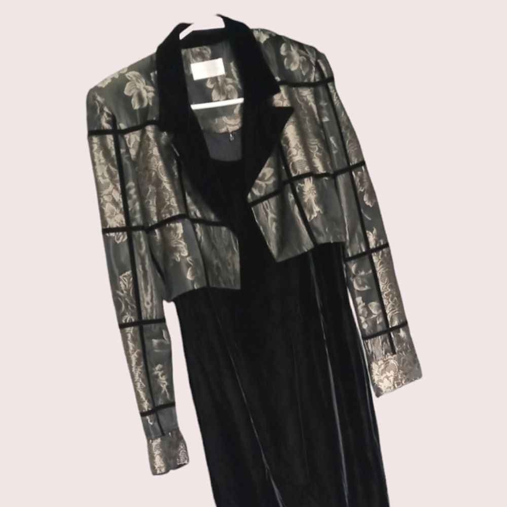 Karen Lorrance Saks Fifth Avenue Women's Black Velvet Evening Gown w Jac…